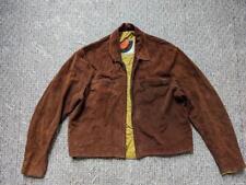 vintage 1960s 70s leather CAFE RACER cowhide suede 48 brown 2XL jacket brooks picture