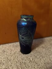Fenton Favrene Sand Carved “Peacock Feathers” Vase  #25/750 picture