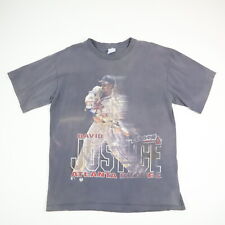 Vintage 90s David Justice Atlanta Braves T-Shirt Single Stitch Sun Faded USA L picture