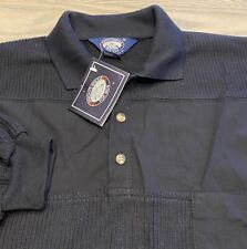 NEW Vintage Knights Bridge Solid Black Polo Shirt Mens XL Long Sleeve Grandpa picture