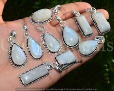 Rainbow Moonstone Gemstone Pendant 5pcs Wholesale Lots 925 Silver Plated Jewelry picture