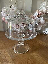 VTG Glass Pedestal Cupcake Small Dessert Plate With Lid picture