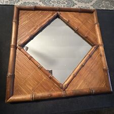 Beautiful Vintage Bamboo And rattan Square Frame With Diamond Shape Mirror picture