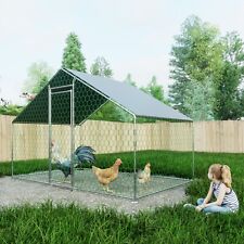 Metal Chicken Coop, Walk In Chicken Run Outdoor with Roof 10'L x 6.5'W x 3.8'H picture
