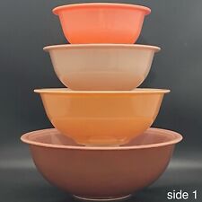 Pyrex Autumn Rainbow Clear Bottom Mixing/Nesting Bowl 4 Piece Set 1986-1989 USA picture