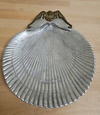 Vintage Arthur Court Dish Platter - Clam Shell With Brass Seahorse Accents 1978 picture