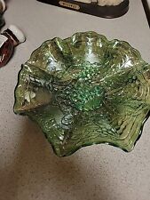 Exquisite Fenton Uranium Iridescent Carnival Ruffled Glass Dish With Raised... picture