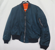 VTG Alpha Industries MA-1 Bomber Jacket Mens Small Navy Blue Flyers Intermediate picture