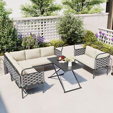 5Pcs Patio Sectional Sofa Set Outdoor Woven Rope Furniture Set w/Table &Cushions picture