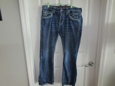 VTG-Rock Revival Caine Straight Men's Distressed Denim Jeans Size 36 X 32 READ picture