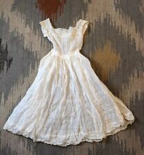 Vintage 1940s 1950s Sheer Gauze White Eyelet Cupcake Dress Size XS Extra Small picture