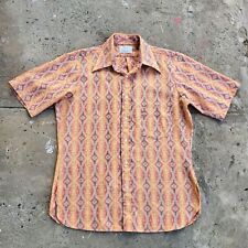 Vintage 60s Arrow Traditionals Decton Shirt Size M Orange Southwestern Aztec picture