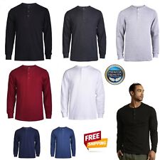 New Men Thermal Henley Shirt T-shirts Long Sleeve Cotton Pullover Three Buttons picture