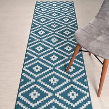 Custom Length Stair Hallway Carpet Runner Rug Non Slip Backing, Kilim, Blue picture