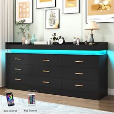 9 Drawer Dresser with LED Light, Modern Chest of Drawers for Closet, Wide Drawe picture