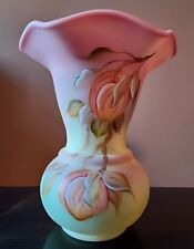 Fenton Burmese Glass Peach Tree Vase Signed by George Fenton and D. Zarleur picture