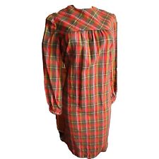 6/8 Vintage 1970's Women's Dress Frumpy Red/Gold Plaid Handsewn Country Sack picture