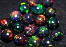Opal Round Black Ethiopian Fire Opal Natural Welo Opal Cabochon Lot 4mm to 8mm picture