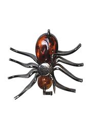 Antique Victorian Amber Sterling Silver Spider Brooch picture