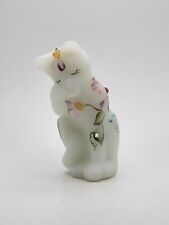 Fenton Opal Satin Gems Grooming Cat Glass Figurine Hand Painted B Williams picture