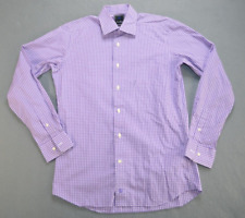 David Donahue Men's Trim Fit Purple Check Dress Shirt 15.5 34/35 picture
