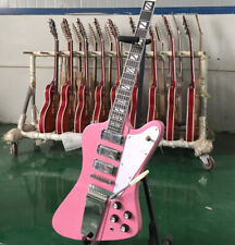 Custom Solid Pink Bird Electric Guitar HHH Pickups 6String Gold Part Block Inlay picture