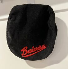 Vintage Official Budweiser Snapback Cabbie Gatsby Golfer Flat Cap Velvet Black picture