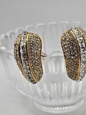 Rare Vtg Chunky Rhinestone Clip Earrings USA296 Hollywood Regency Crystal Granny picture