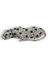 Vtg Kenneth Jay Lane KJL Avon Crystal Pave Leopard with Green Eyes Brooch Pin picture
