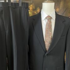 VTG Evan Picone 38R 31 x 30 2Pc Black 100% Worsted Wool 2Btn Suit Pleated Pants picture