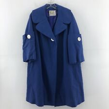 VTG 1960s Jonassons Pittsburgh Blue Wool Tweed Petal Collar Swing Coat Womens M picture