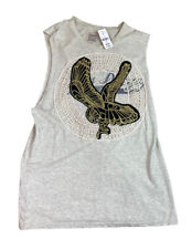 Furst Of A Kind T Shirt Top Womens Sleeveless Embroidered Gold Beige New picture