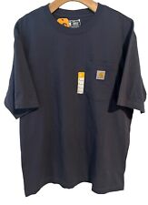 Carhartt T-shirt Mens Large Work Wear K87 Pocket Loose Fit Blue Slate Tee New picture
