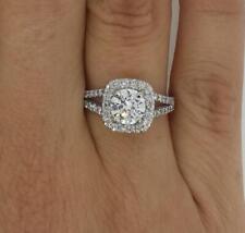 1.5 Ct Split Shank Halo Round Cut Diamond Engagement Ring SI2 H White Gold 18k picture