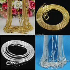 10/20/50/100pcs Silver/Gold Plated 1.2mm Snake Chain Necklace 16