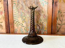 Antique Wannopee Pottery Duchess Ware Candle Holder Brown Flint Glaze,  12.5” h. picture