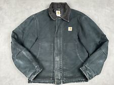 Vintage Carhartt J02 BLK Detroit Quilted Jacket Faded Black Union USA 36 R 22x25 picture