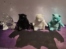 Vintage Mosser Glass Bear Paperweight Figurine Lot Collection  Blue Black ×4 picture