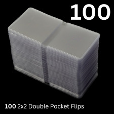 (100) 2x2 Double Pocket Vinyl Coin Flips for Storage & Display - Plastic Holders picture