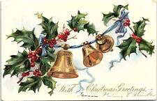 c1905 CHRISTMAS GREETINGS RAPHAEL TUCK EARLY EMBOSSED UNDIVIDED POSTCARD 41-214 picture