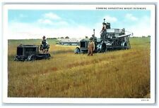 c1920's McCormic Deering Farming Combine Harvesting Wheat In Kansas KS Postcard picture
