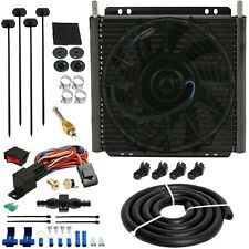 26 ROW ENGINE TRANSMISSION OIL COOLER FAN 6AN IN-LINE HOSE THERMOSTAT SWITCH KIT picture