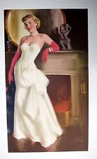1950s Pinup Girl Picture Girl by Art Frahm Blond in White Dress Red Gloves picture