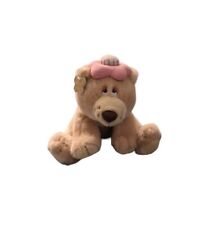 Vintage Russ Get Well Bear Plush Stuffed Toy w Pink Hat Sad Eyes Sitting EUC picture