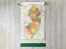 1950s Rare Large Pull Down Map of New Jersey by A.J. Nystrom Unrivaled Series S picture