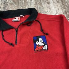 Vintage Mickey Inc Mickey Mouse Fleece 1/4 Zip Sweatshirt M Red 90s Pullover USA picture