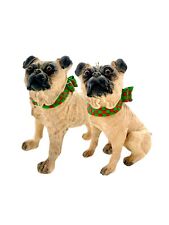 Pug Dog Small Statue Pair Adorable Dog Lover Vintage Christmas Decor Gift picture
