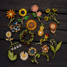 Women Vintage Flower Leave Enamel Brooch Pin Plant Badges Accessories Corsage picture