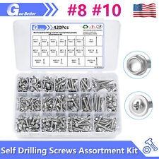 420 Pcs #8 #10 Self Drilling Screws 410 stainless steels Assortment Kit picture