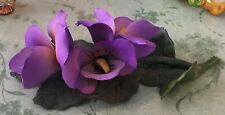 Fabar Capodimonte Porcelain 3-Purple Orchids Figurine Made in Italy picture